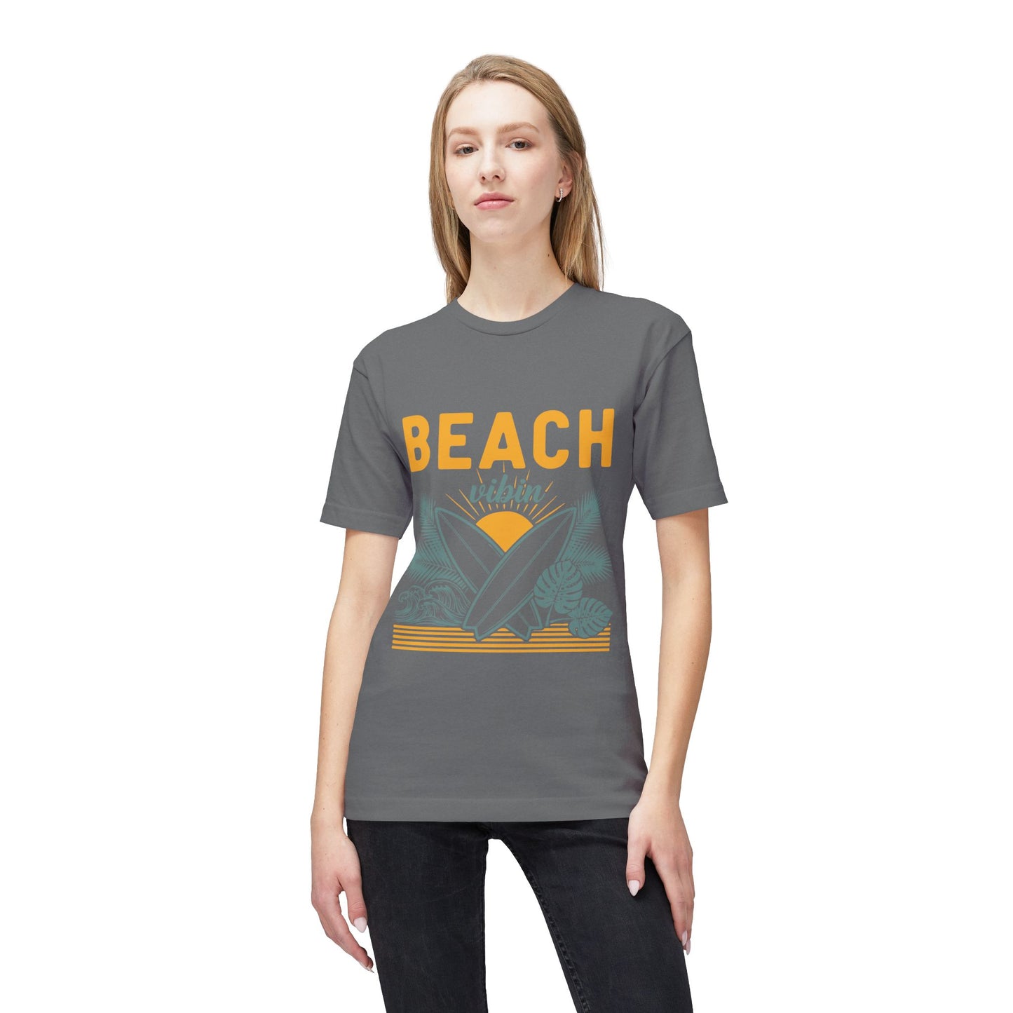 Beach Vibin T-Shirt — Surfboard Sunset Retro Graphic Tee