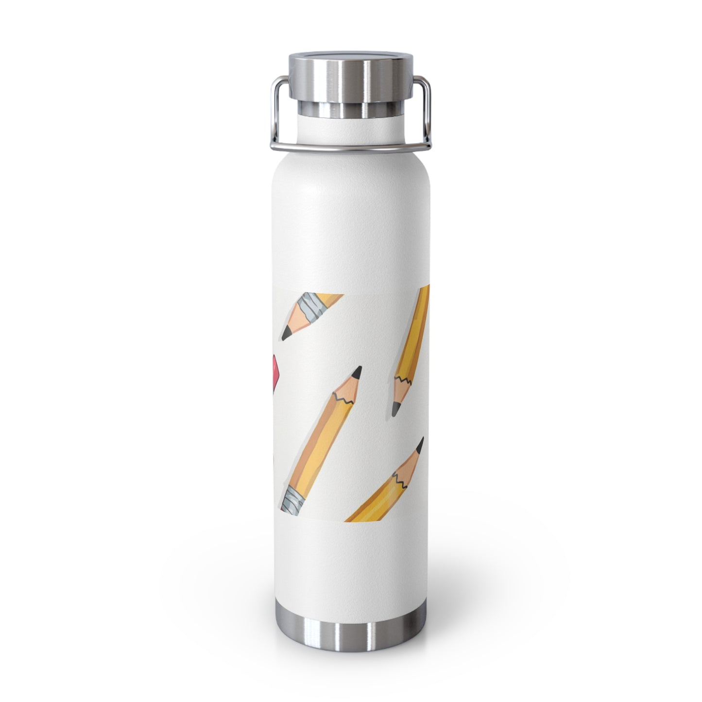 22oz Insulated Water Bottle — Pencil Pattern, School Teacher Gift