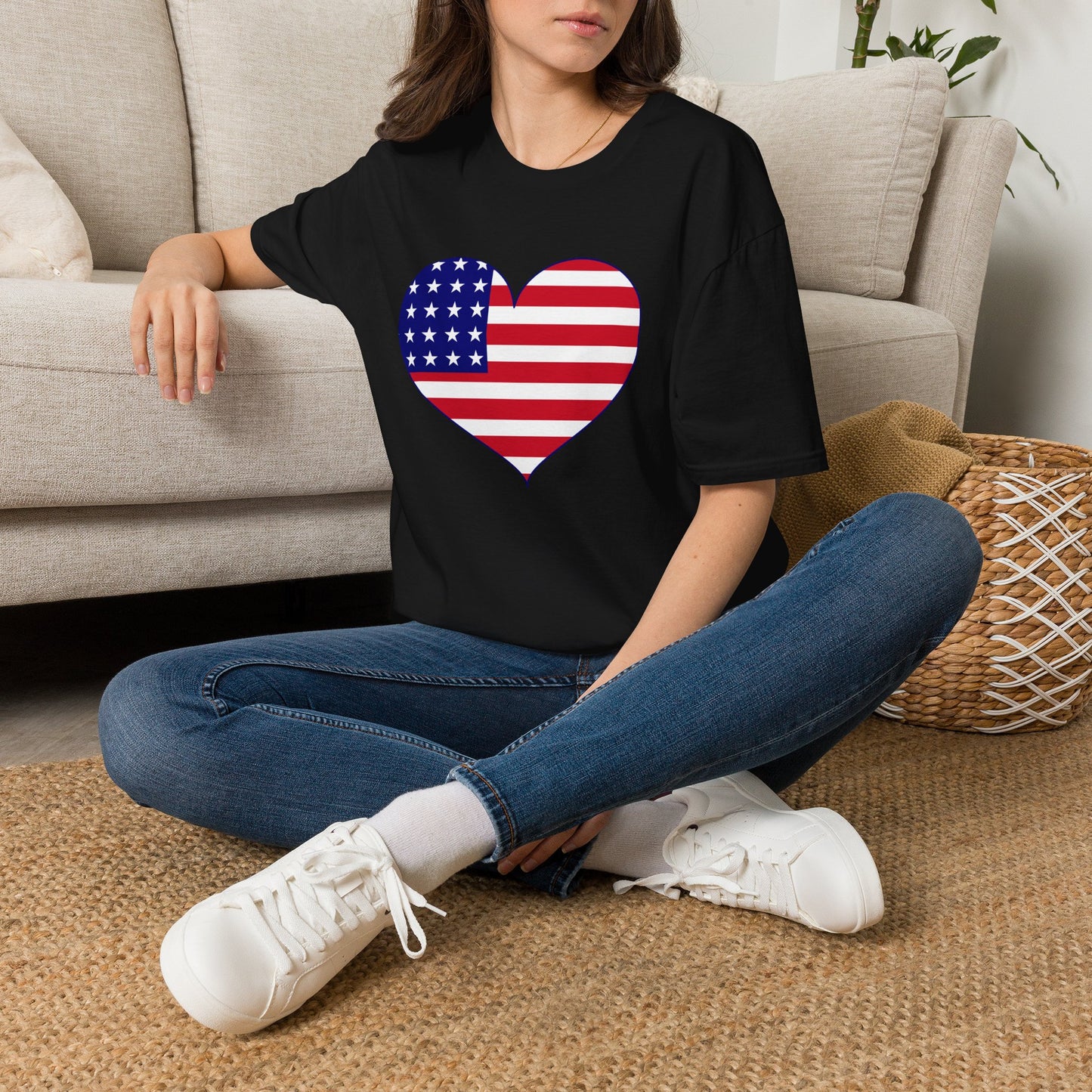 American Flag Heart T-Shirt — Patriotic USA Love Tee for 4th of July