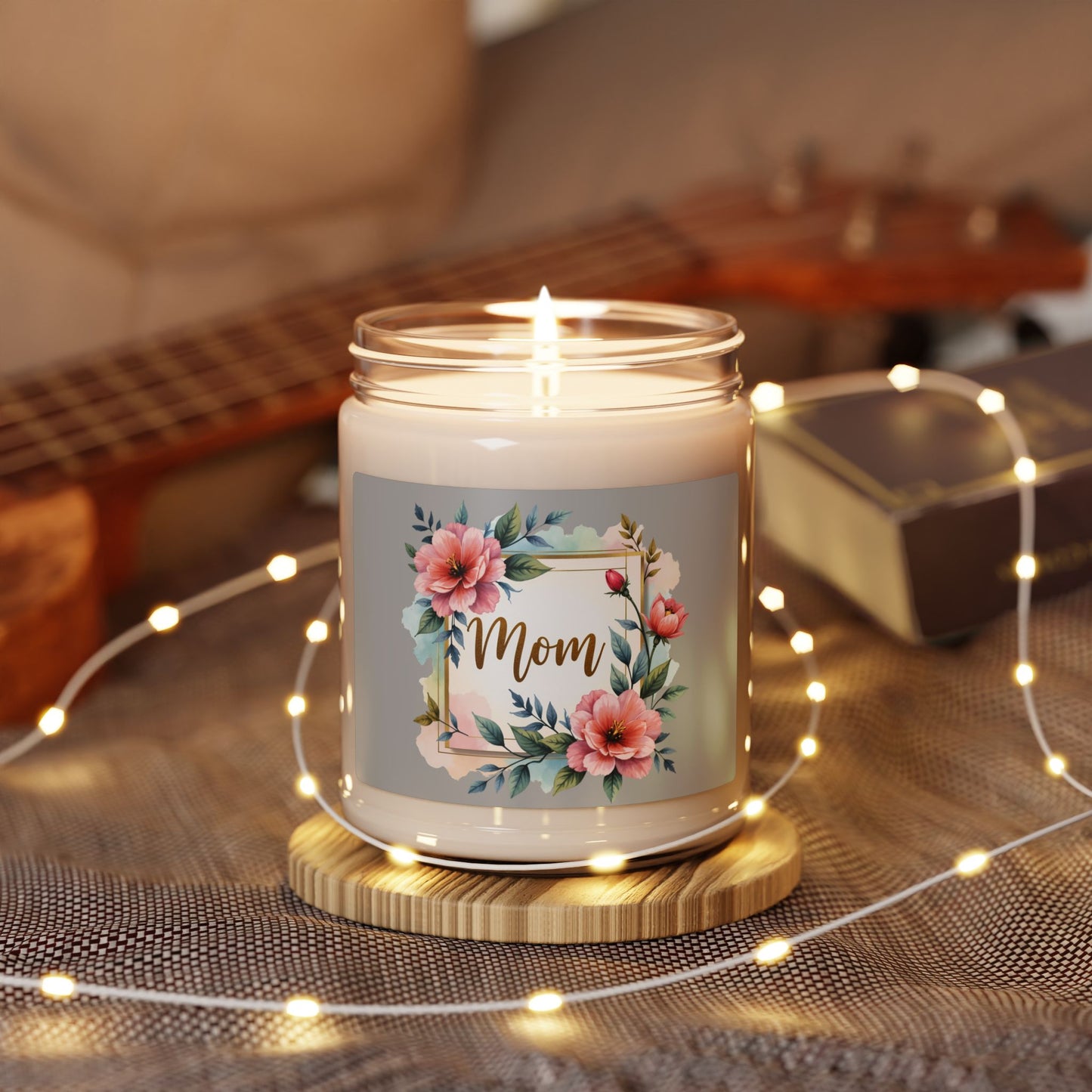 Mom Floral Soy Candle — 9oz Scented Jar (Mother's Day Gift)