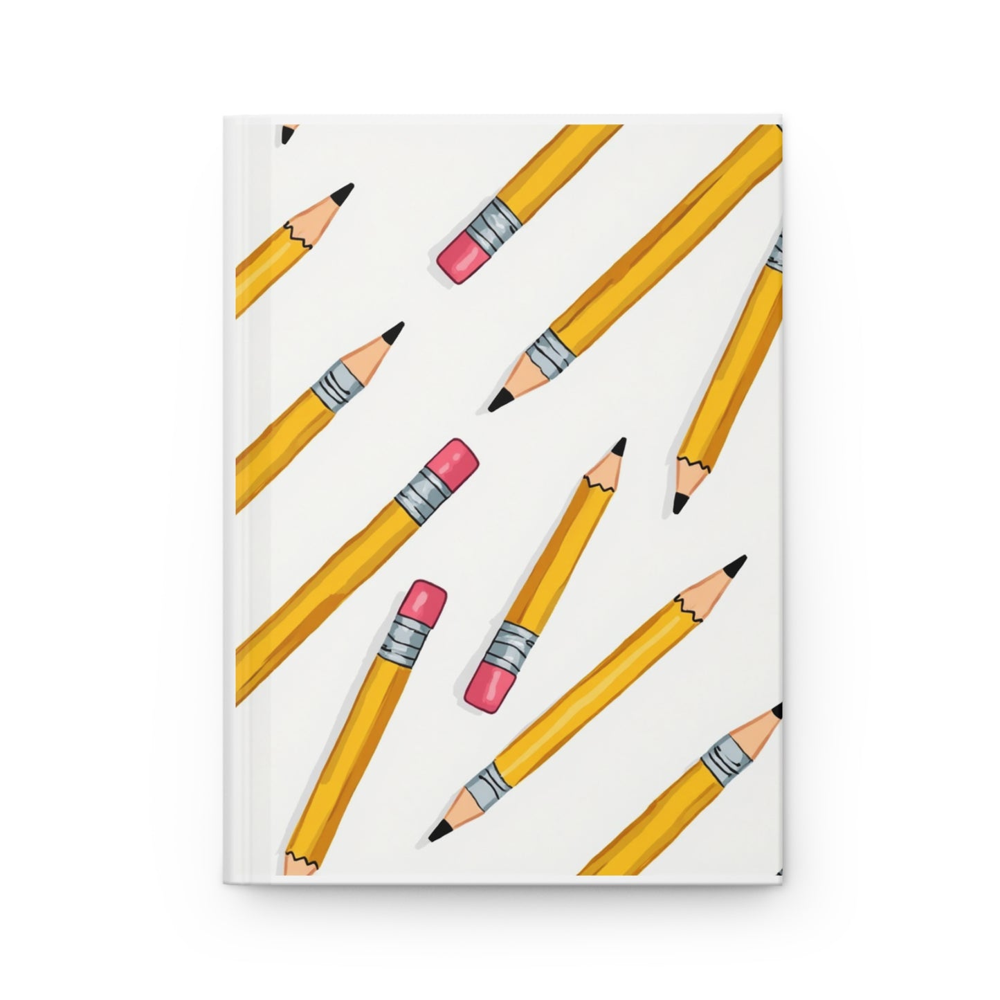 Pencil Pattern Hardcover Journal — Lined Notebook for Students & Writers