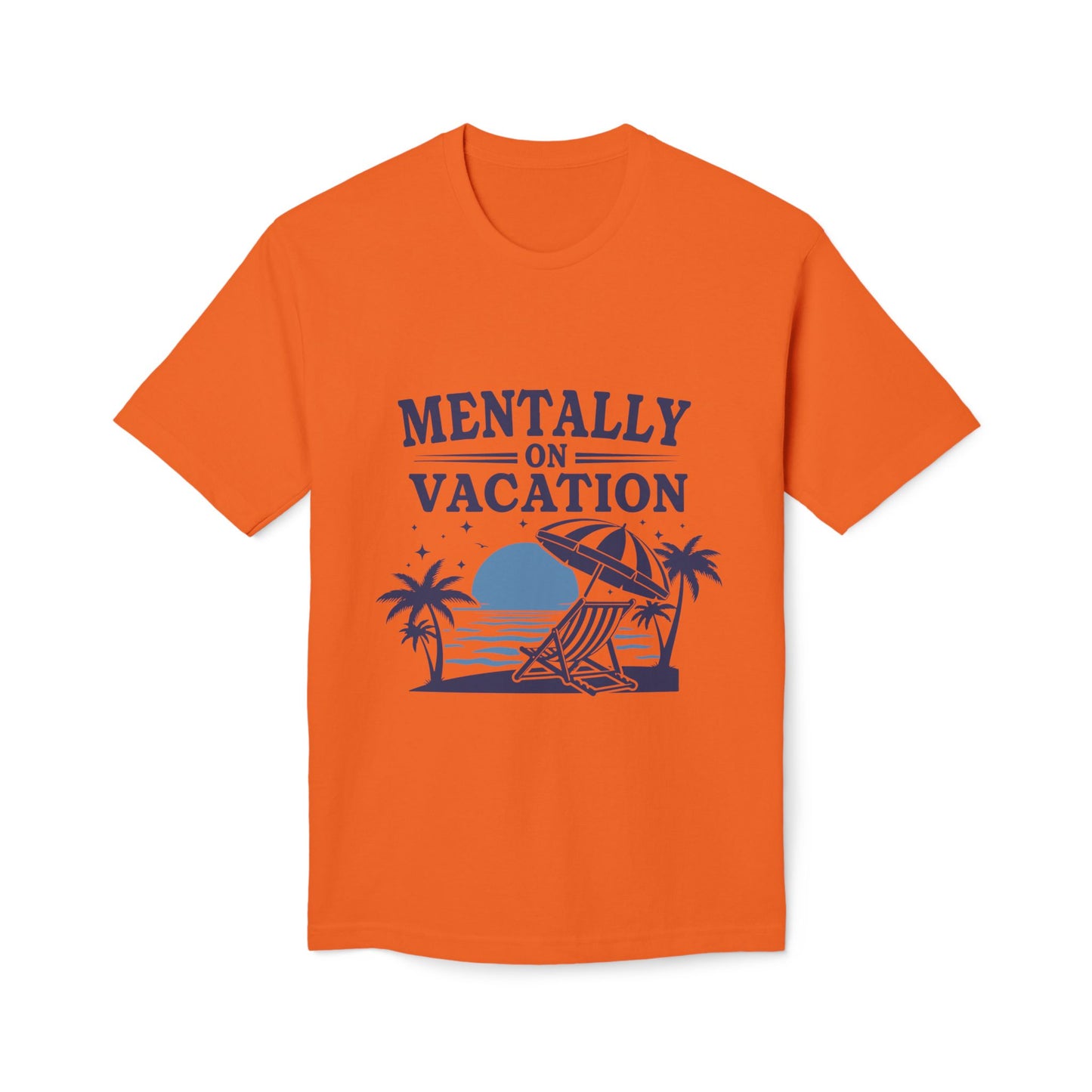 Mentally on Vacation T-Shirt — Beach Chair & Umbrella Graphic
