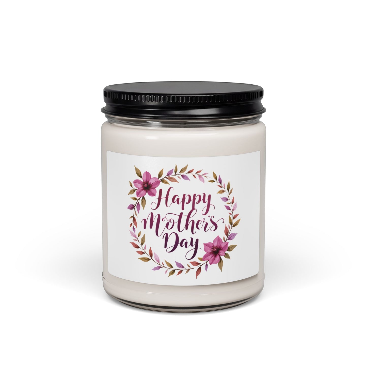 Mother's Day Soy Candle - 9oz Scented Jar, Floral "Happy Mother's Day" Gift