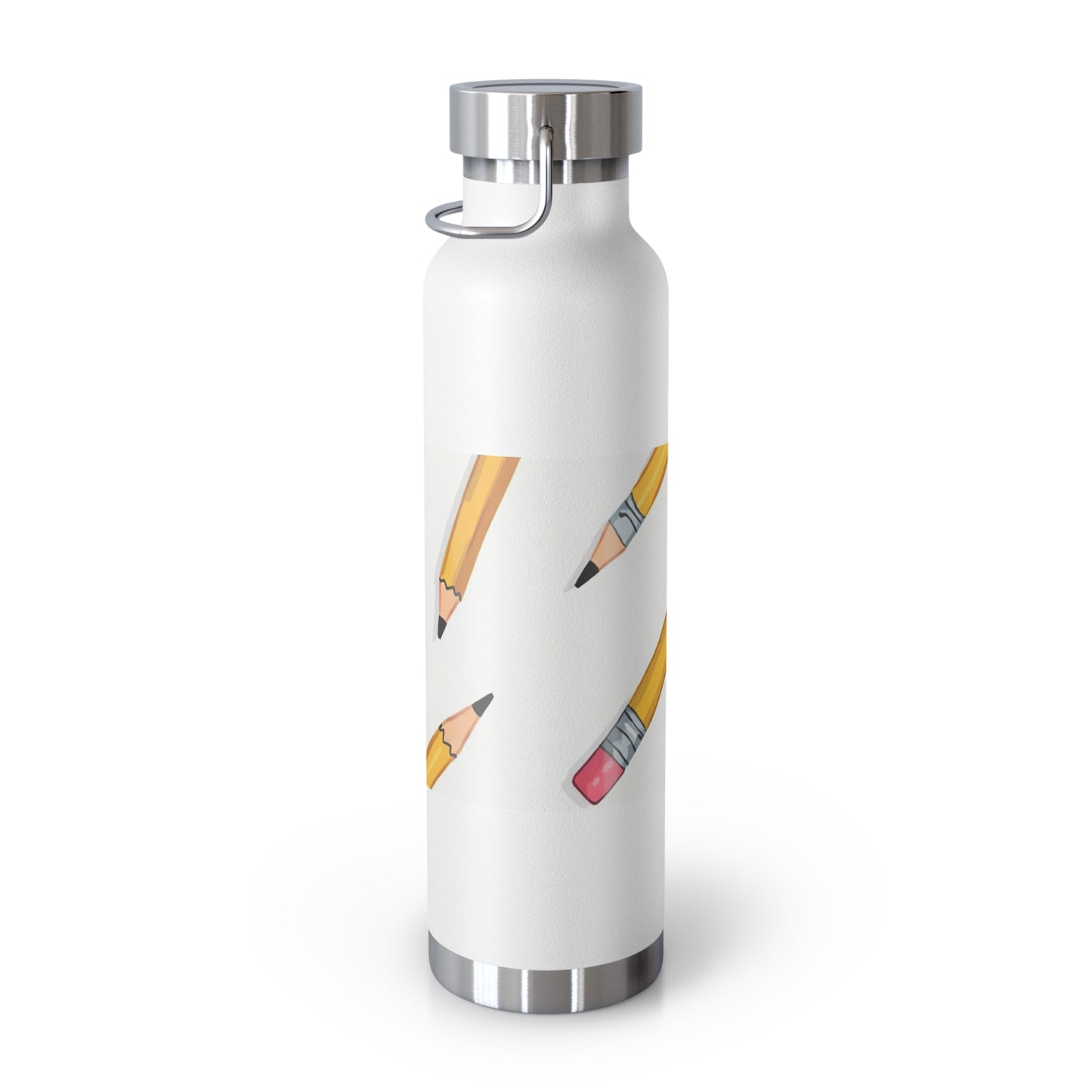 22oz Insulated Water Bottle — Pencil Pattern, School Teacher Gift