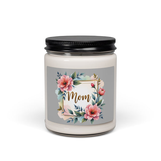 Mom Floral Soy Candle — 9oz Scented Jar (Mother's Day Gift)