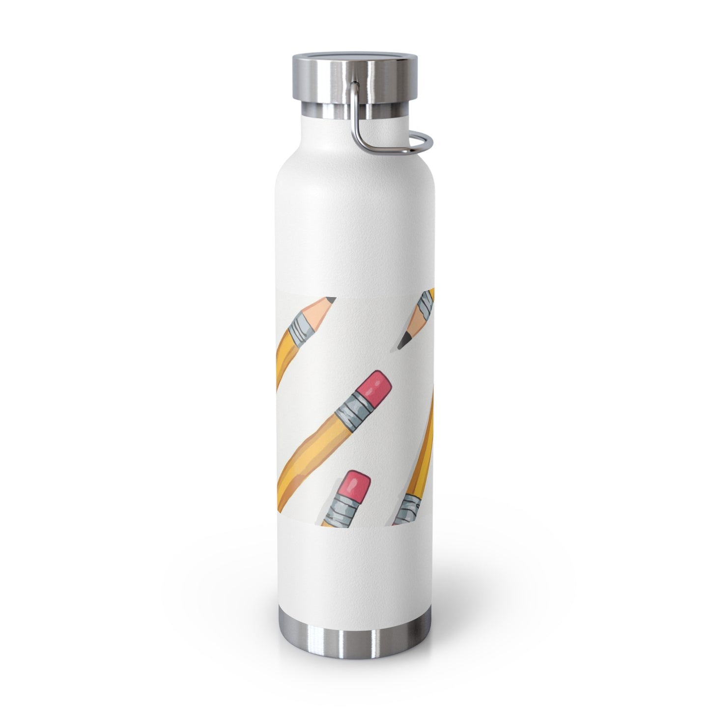 22oz Insulated Water Bottle — Pencil Pattern, School Teacher Gift
