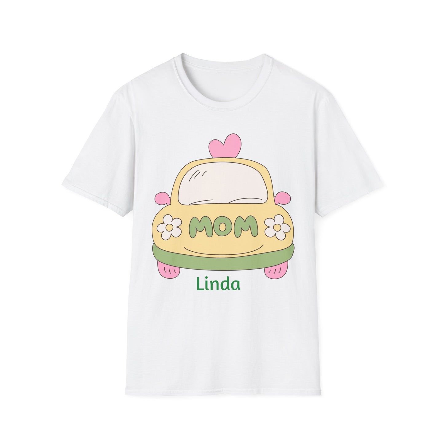 Personalized "Mom" Car T-Shirt - Cute Floral Mother’s Day Shirt (Custom Name)