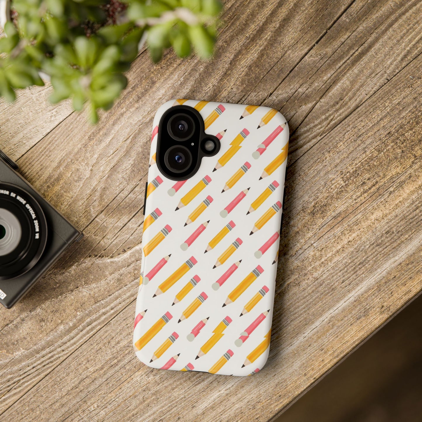 Pencil Pattern Tough Phone Case — Cute School & Teacher Protective Cover