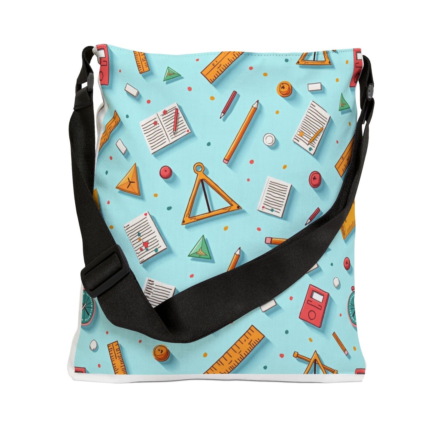 School Supplies Pattern Adjustable Tote Bag — Cute Stationery Print