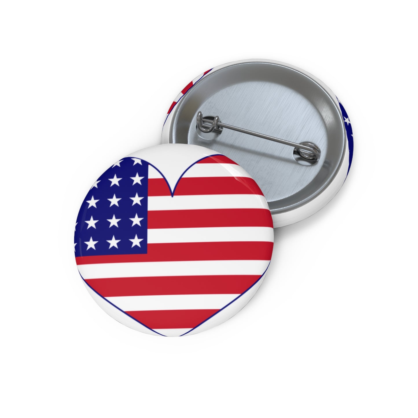 American Flag Heart Pin Button — Patriotic USA Badge for Fourth of July, Veterans Day & Everyday Wear
