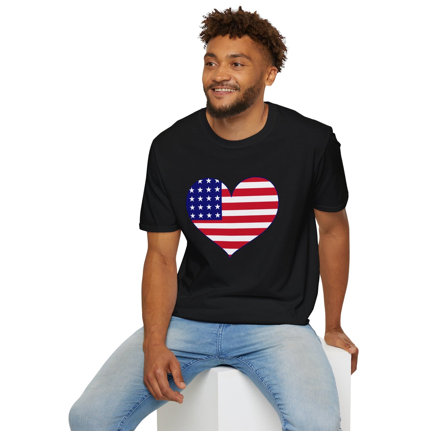 American Flag Heart T-Shirt — Patriotic USA Love Tee for 4th of July