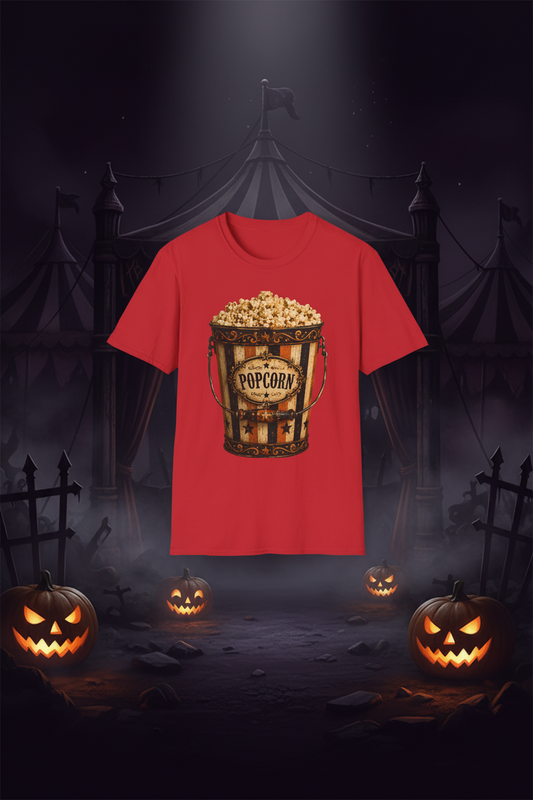 Popcorn Bucket T-Shirt — Retro Movie Night Graphic Tee