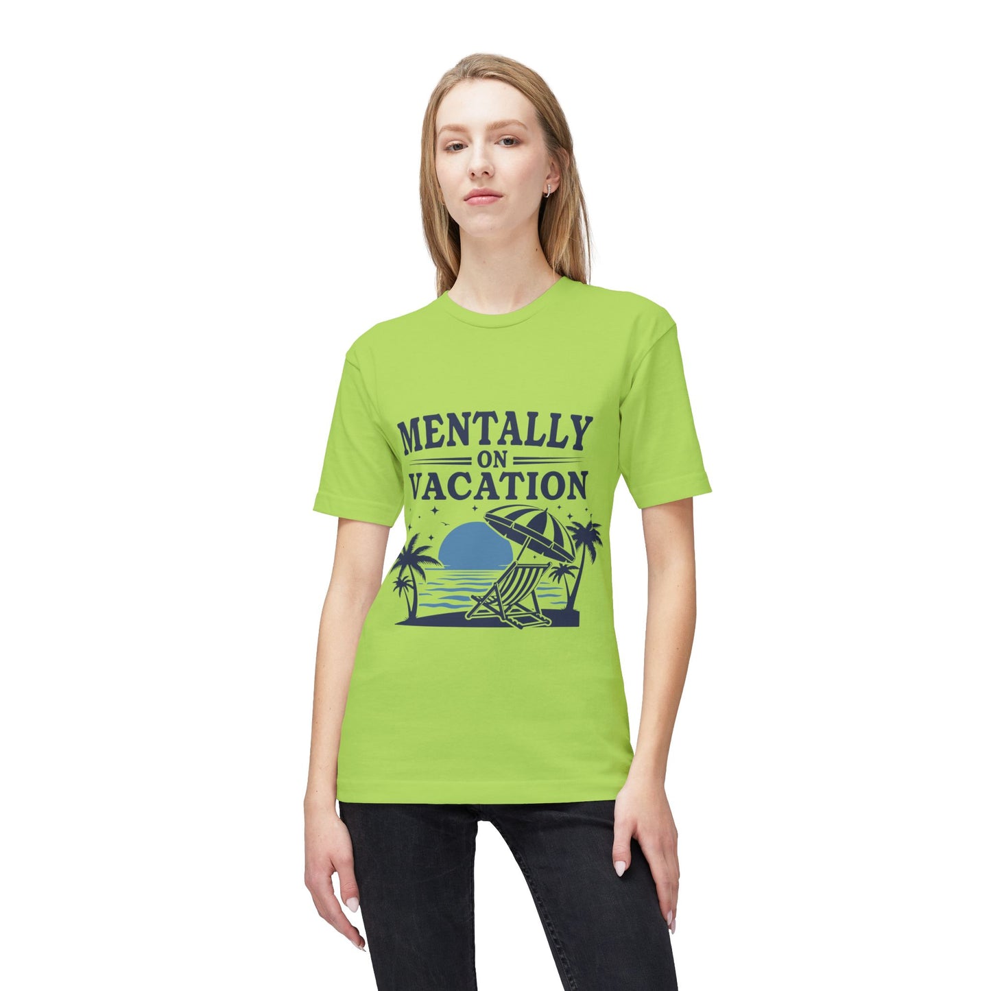 Mentally on Vacation T-Shirt — Beach Chair & Umbrella Graphic