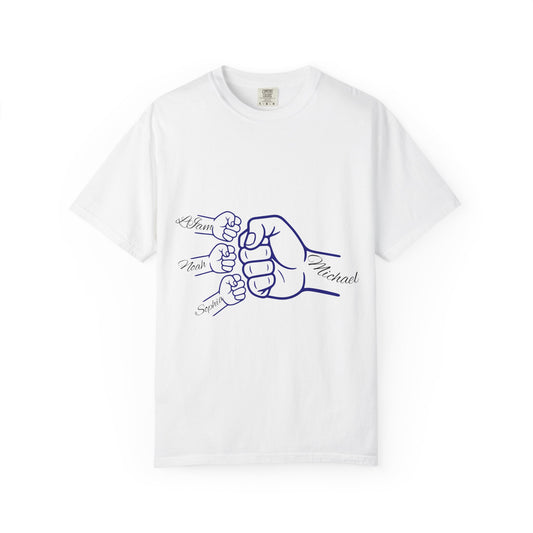 Minimal Line Art Dad & Kids Fist Bump T-Shirt