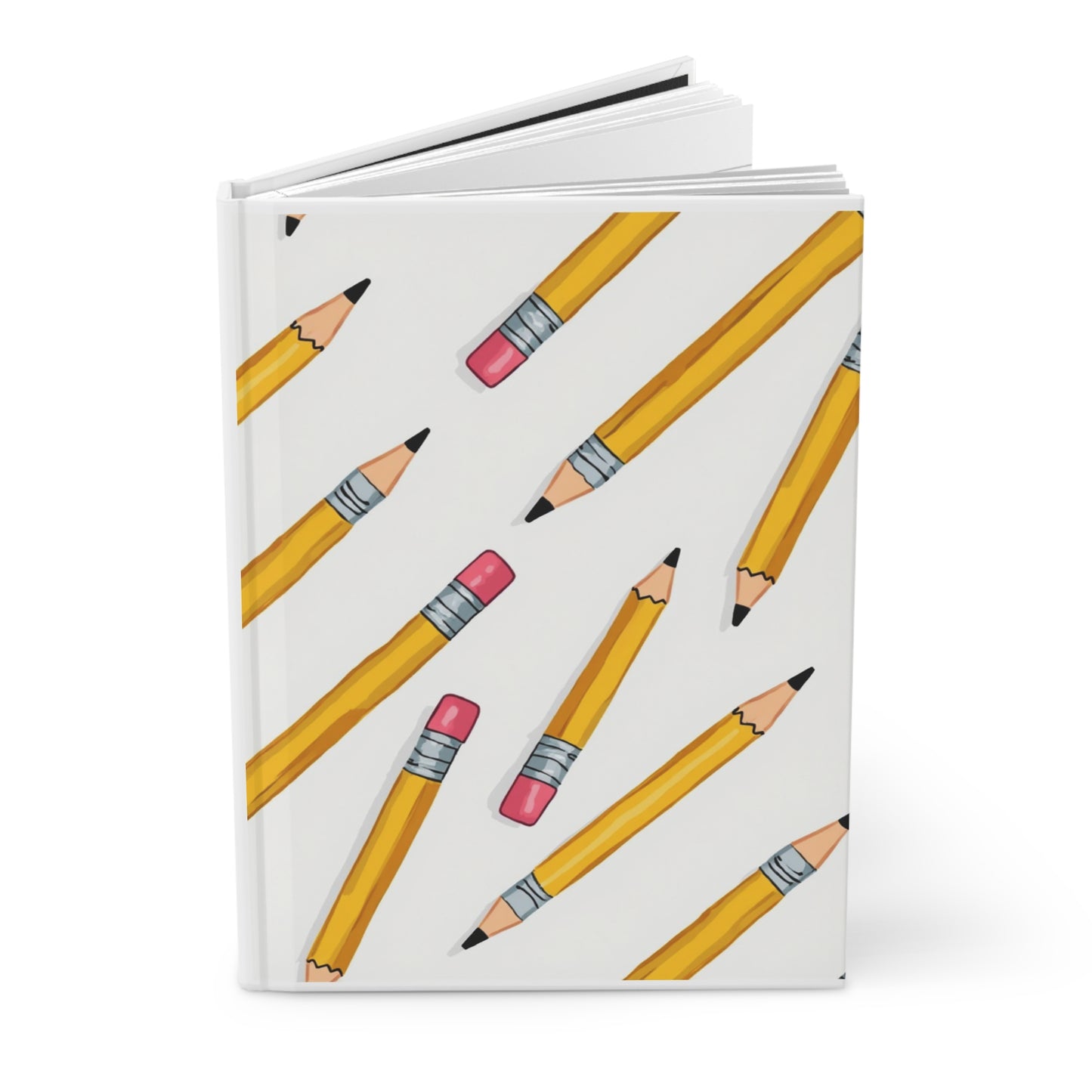 Pencil Pattern Hardcover Journal — Lined Notebook for Students & Writers