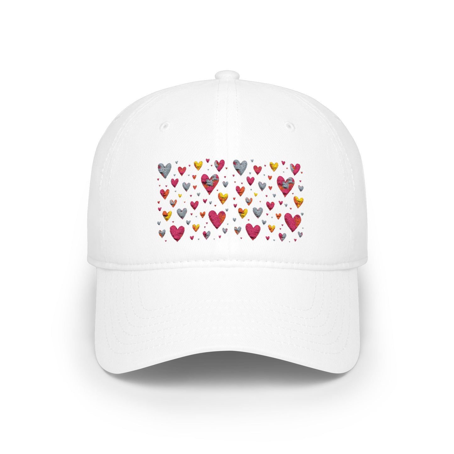 Black and White Low Profile Cap with Colorful Heart Pattern — Cute Cap for especial ocasion like Mothers day