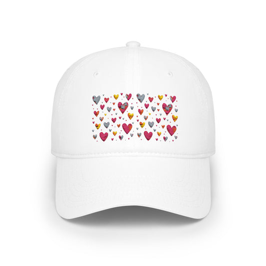 Black and White Low Profile Cap with Colorful Heart Pattern — Cute Cap for especial ocasion like Mothers day