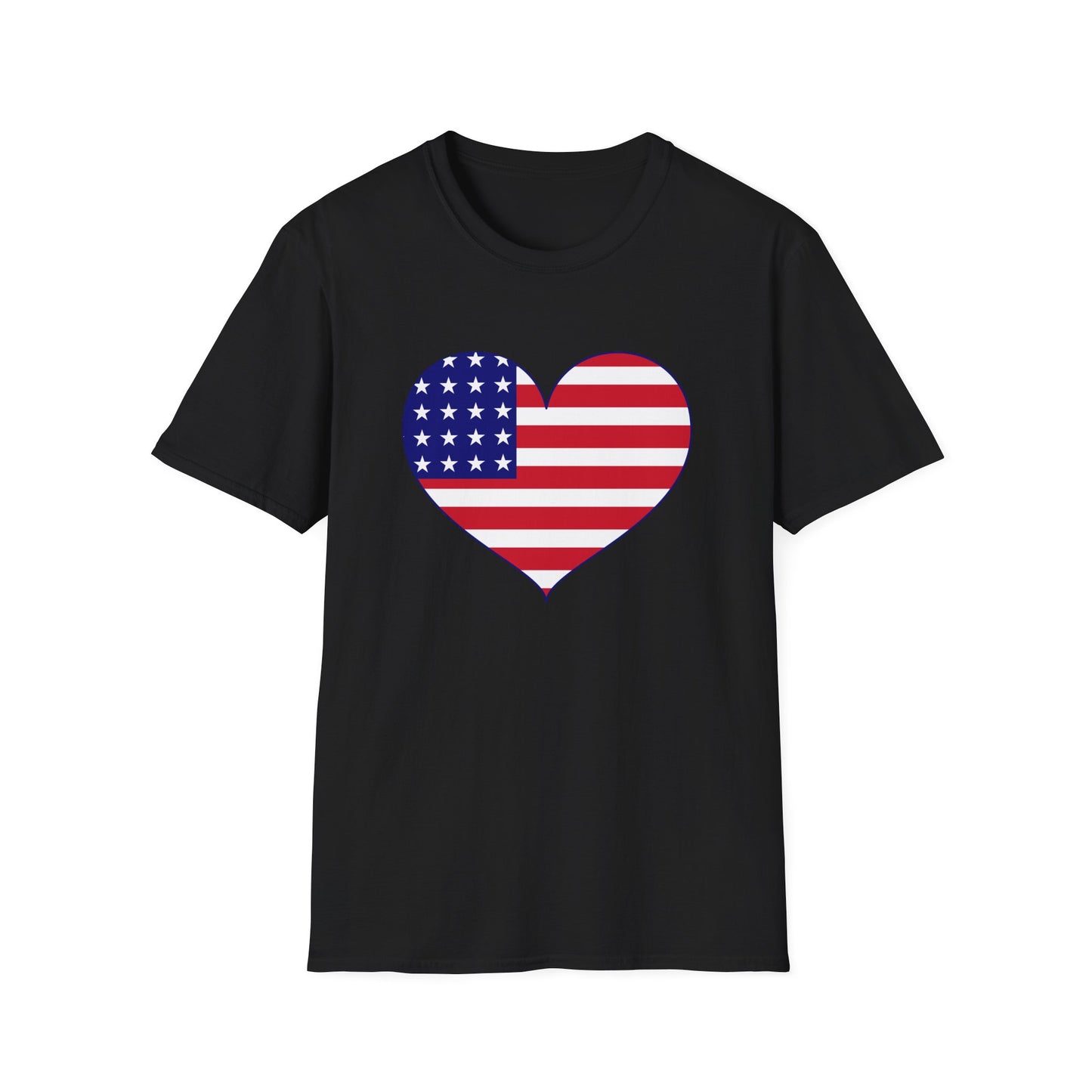 American Flag Heart T-Shirt — Patriotic USA Love Tee for 4th of July