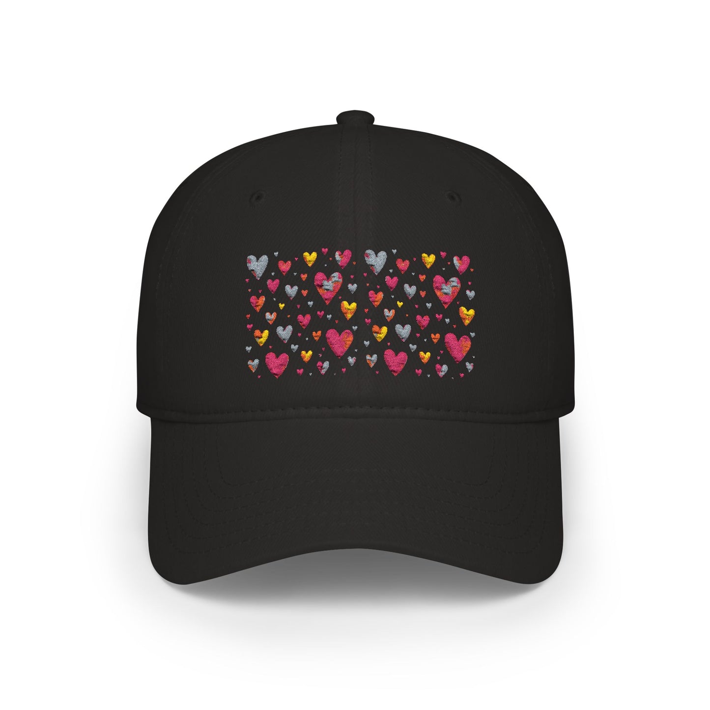 Black and White Low Profile Cap with Colorful Heart Pattern — Cute Cap for especial ocasion like Mothers day