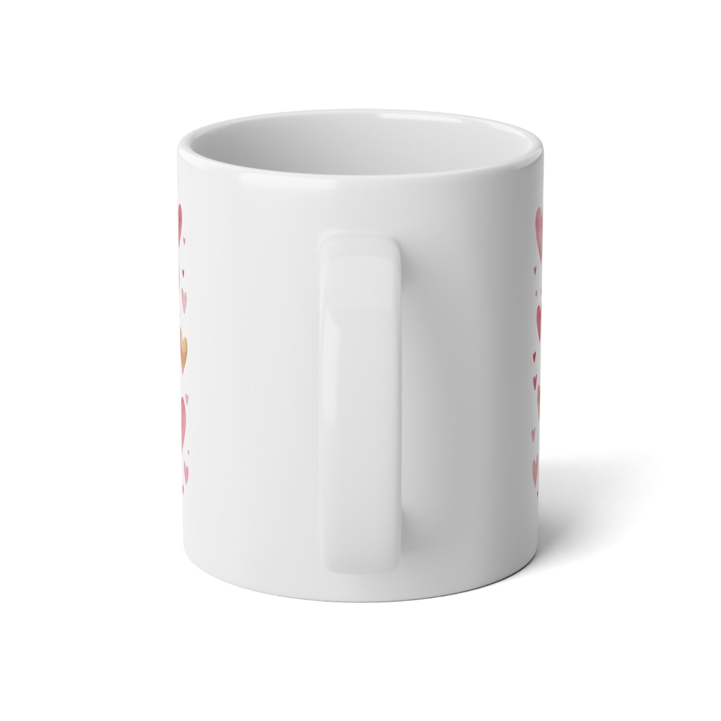 20oz Jumbo Mug - Watercolor Pink & Gold Hearts Pattern, Romantic Valentine’s Coffee Mug