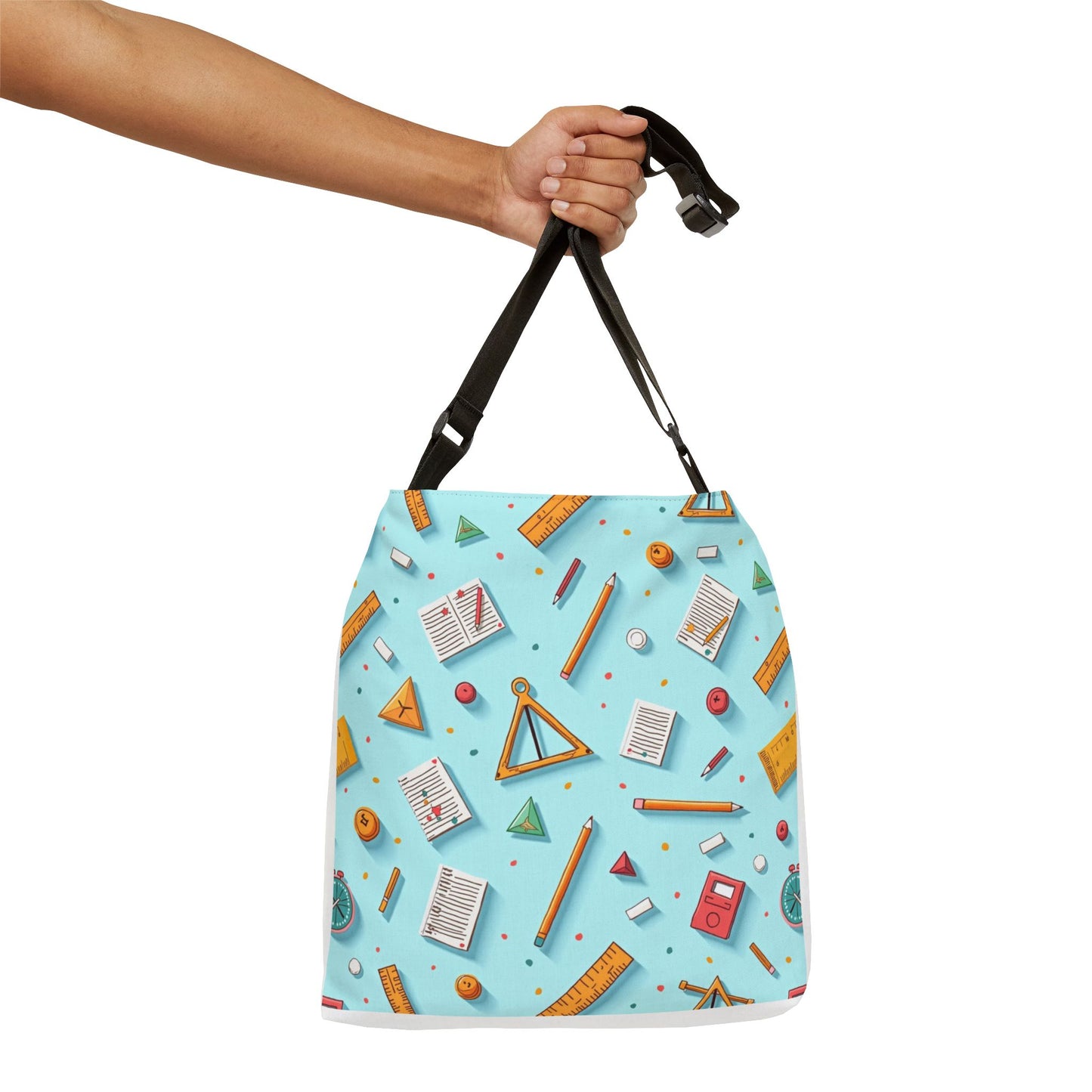 School Supplies Pattern Adjustable Tote Bag — Cute Stationery Print