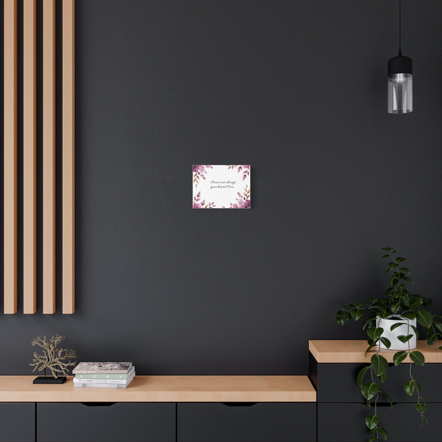 Canvas Wall Art - "Home Was Always Your Heart Mom" Floral Memorial Tribute