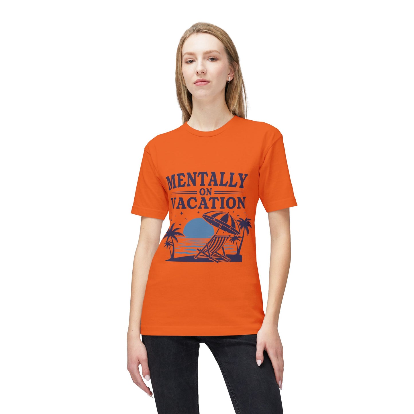 Mentally on Vacation T-Shirt — Beach Chair & Umbrella Graphic