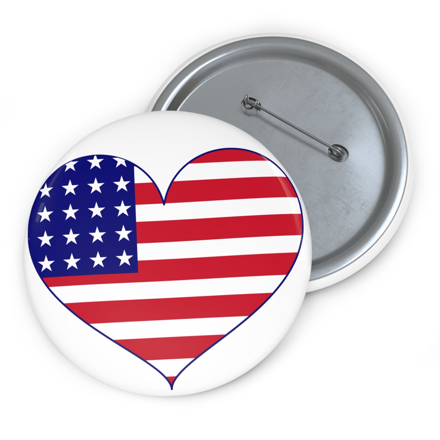 American Flag Heart Pin Button — Patriotic USA Badge for Fourth of July, Veterans Day & Everyday Wear