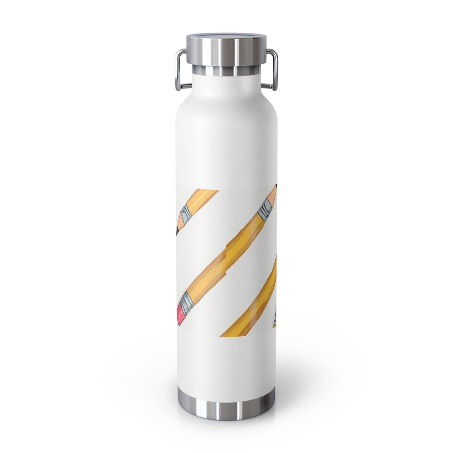 22oz Insulated Water Bottle — Pencil Pattern, School Teacher Gift