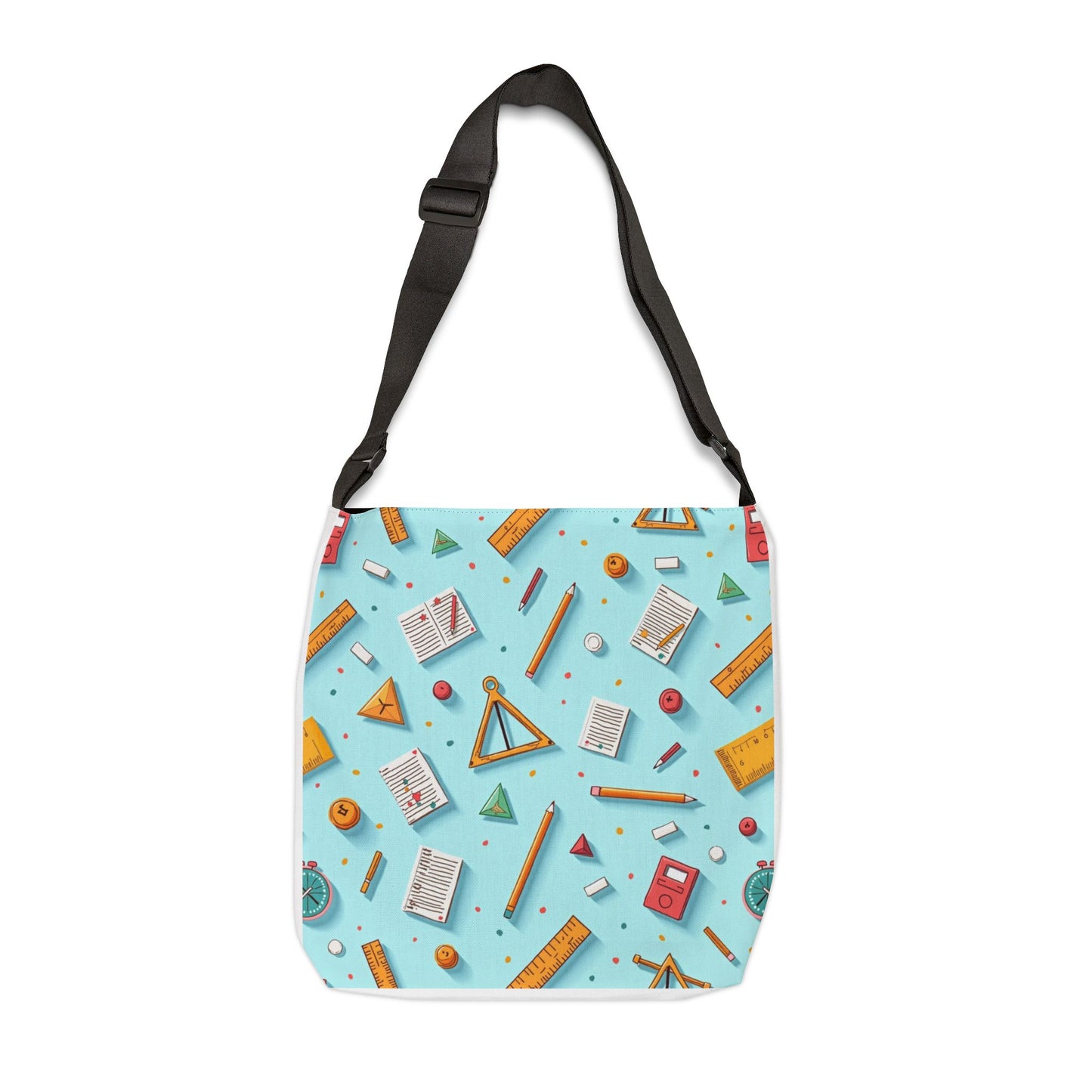 School Supplies Pattern Adjustable Tote Bag — Cute Stationery Print