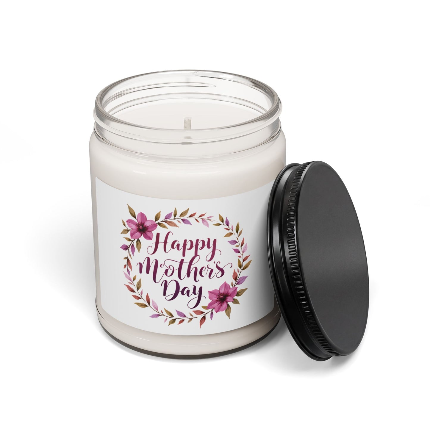 Mother's Day Soy Candle - 9oz Scented Jar, Floral "Happy Mother's Day" Gift